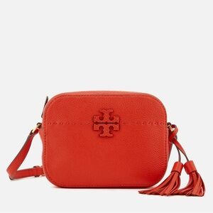 Tory Burch McGraw Pebbled Leather Camera Bag - Poppy Red